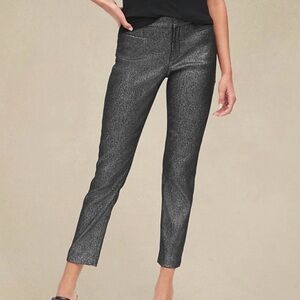 BANANA REPUBLIC Modern Sloan Skinny Fit Metallic Plaid Pant in Antique Silver